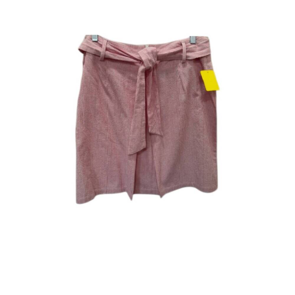 NEW VIRGINIA TAYLOR women's seersucker skirt in red stripe